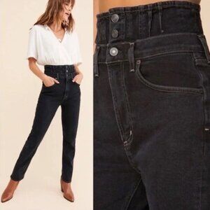 AGOLDE Corset Waist Remy Straight Leg Jeans Black Size 30